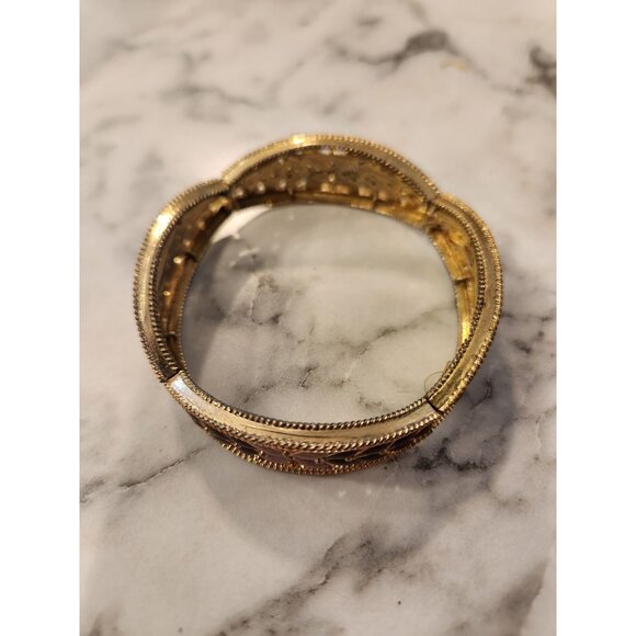 Elegant Napier Couture Pink & Brown Enamel Butterfly Statement Stretch Bracelet - Picture 2 of 4